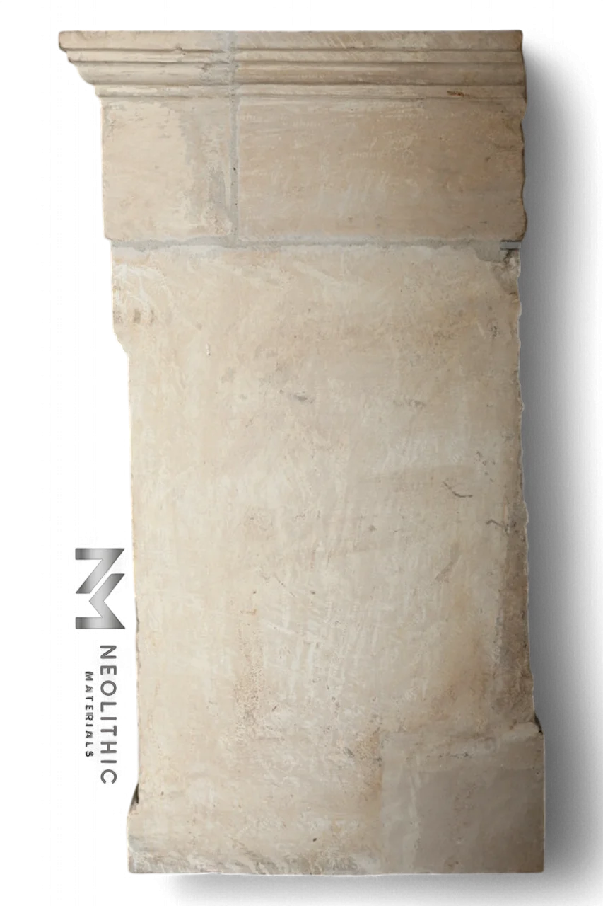 Mediterranean Limestone Fireplace Mantel - Image 5